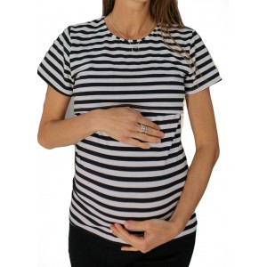 Футболка для беременных с секретом для кормления Широкая полоска